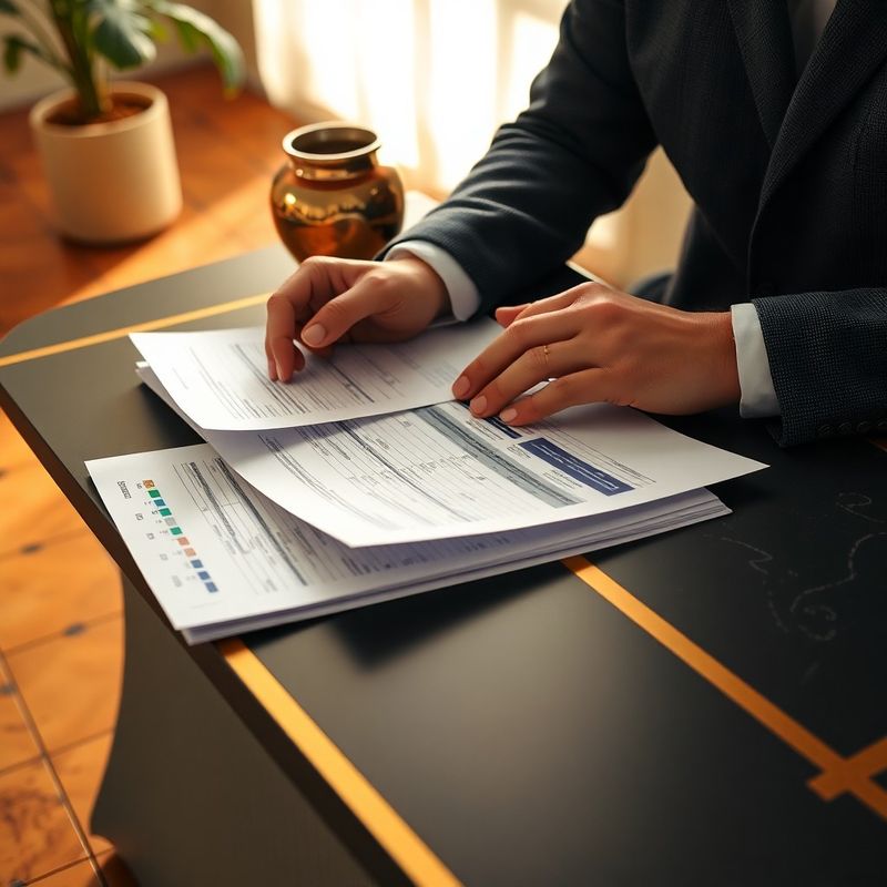 Manos revisando documentos fiscales sobre una mesa