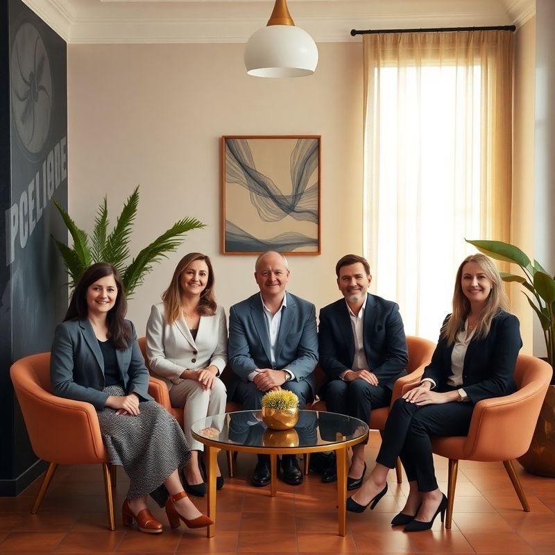 Retrato del equipo asesor en la oficina de Palma